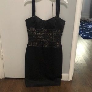 Bebe black satin corset dress